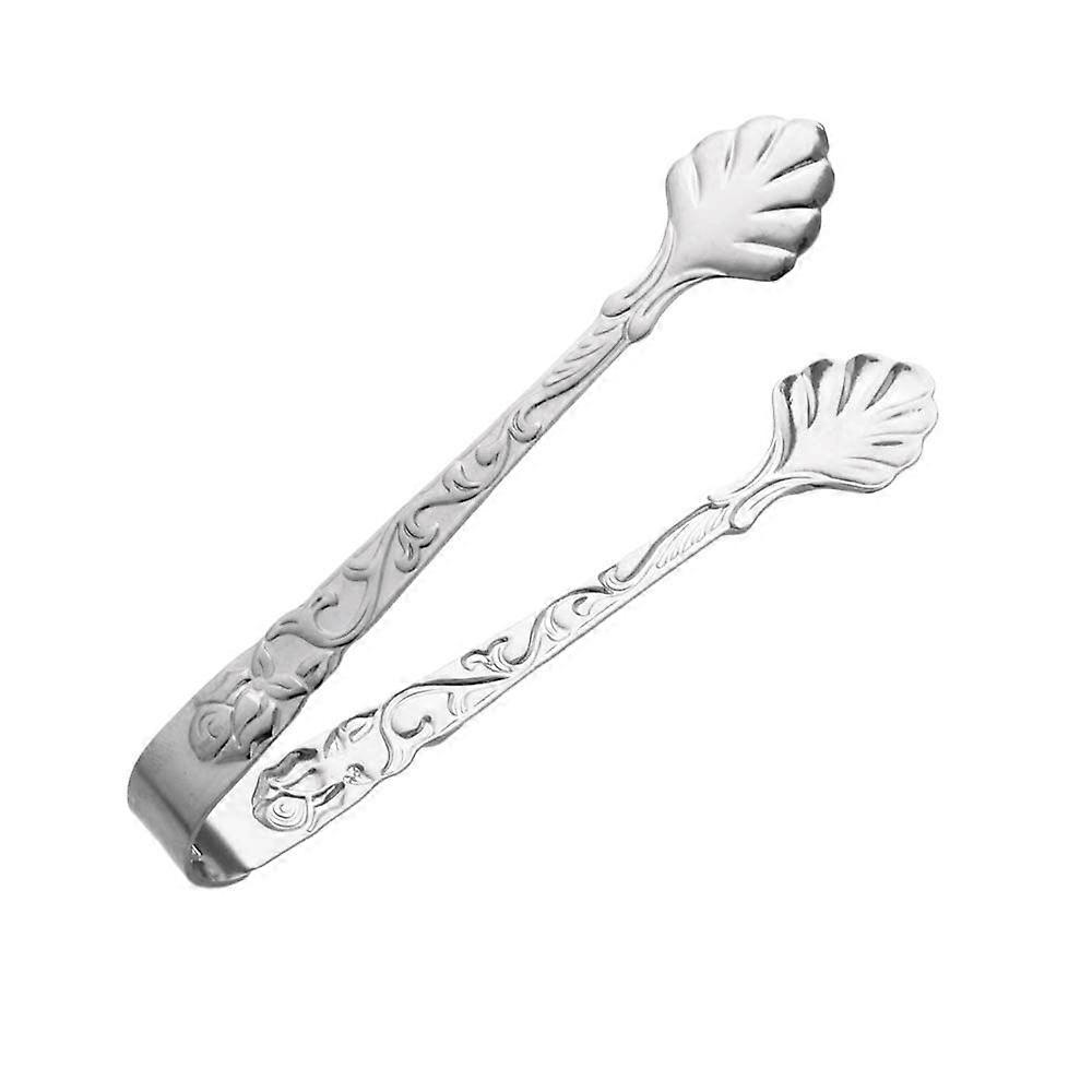 Mini Stainless Steel Ice Tongs with Rose Relief, Durable Kitchen Tool, 6-Inch Size, Elegant Design for Serving Drinks