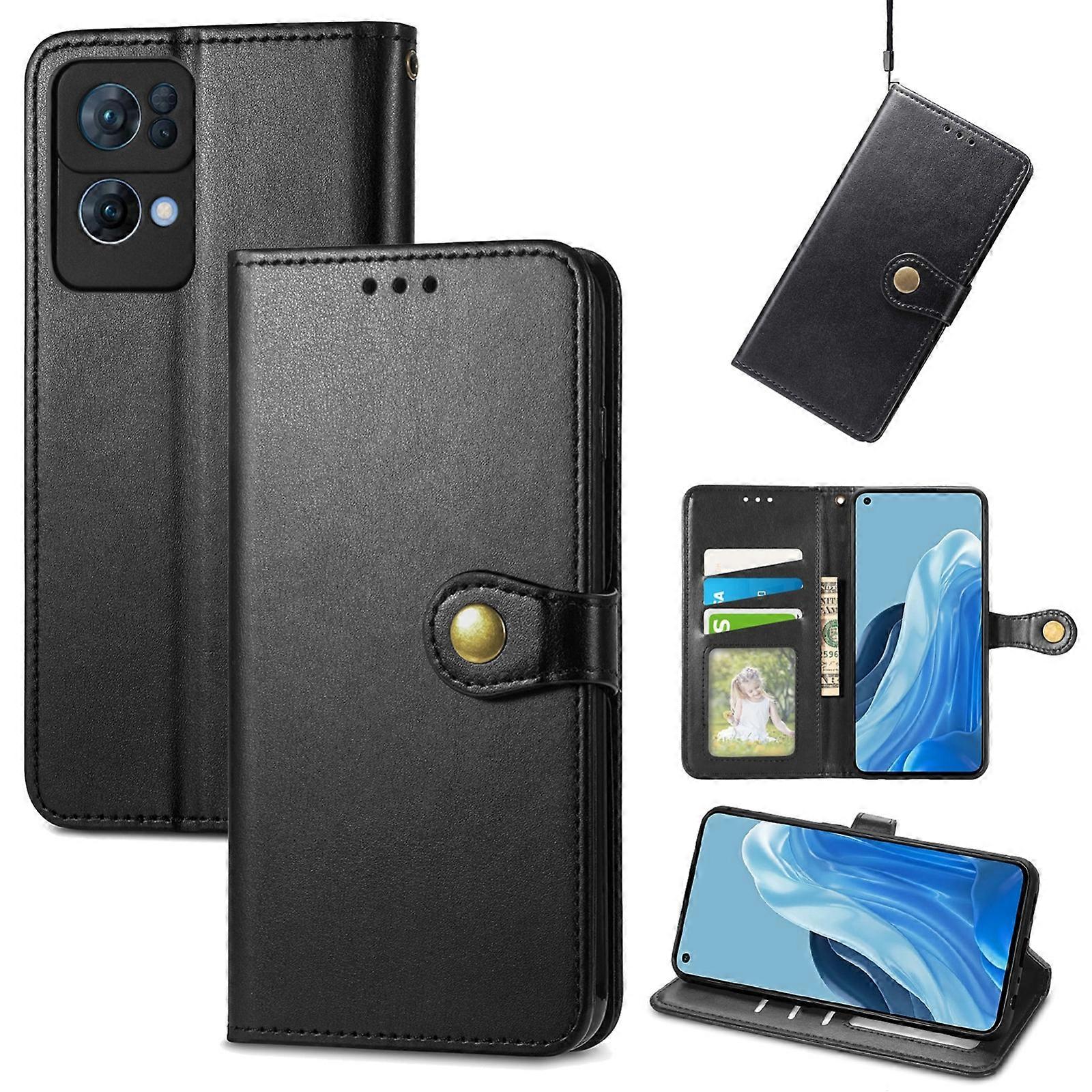 For OPPO Reno7 Pro 5G Solid Color Leather Buckle Phone Case