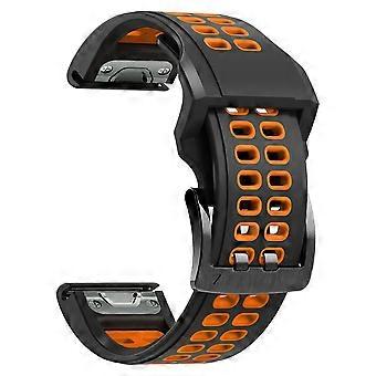 For Garmin Fenix 7 26mm Dual Row Holes Two-color Silicone Watch Band