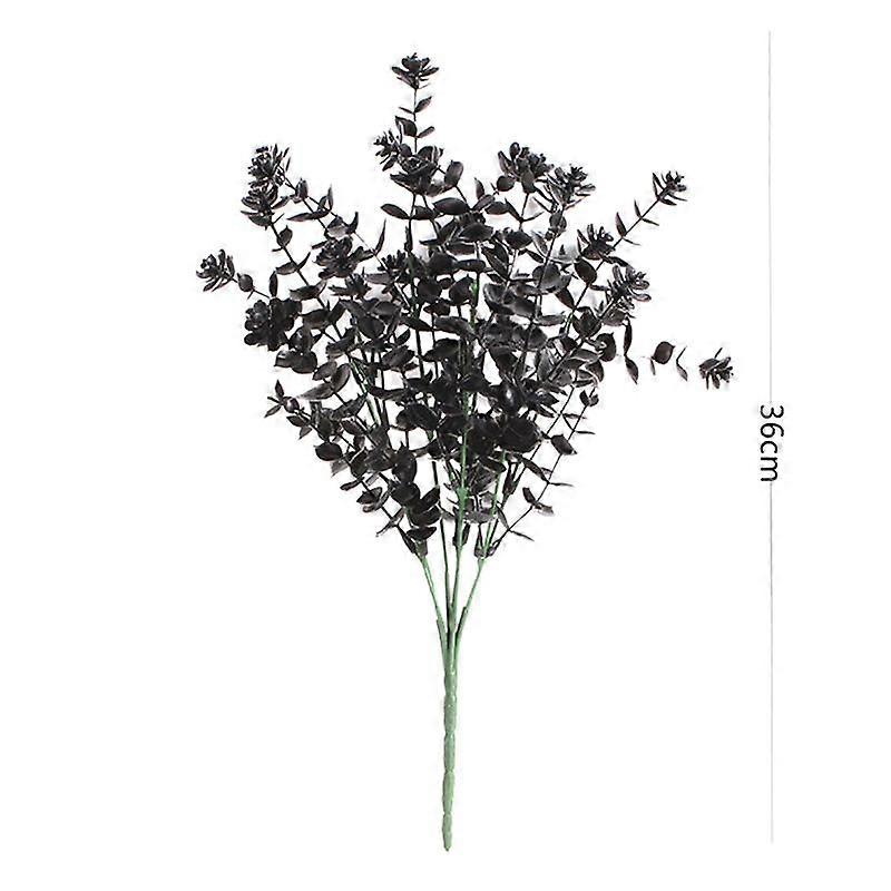 Halloween Black Artificial Plant Vine Eucalyptus Persian Fern Leaf Plastic Fake Flower Grass Home Party Garden Decor Photo Props
