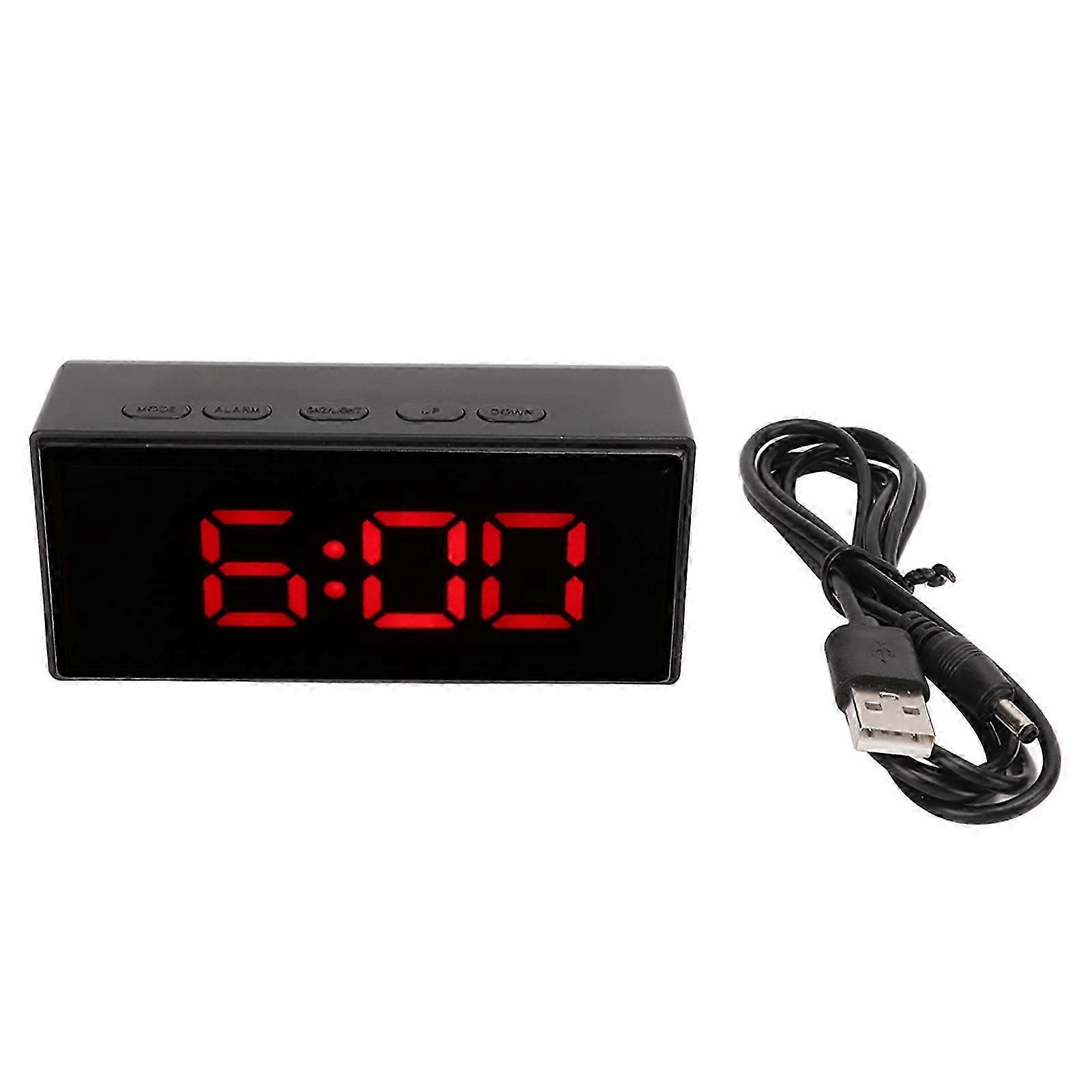 Mirrored Digital Alarm Clock Smart Light Sensing LED Display Digital Smart Clock with Two Display Mode Snooze Function Red
