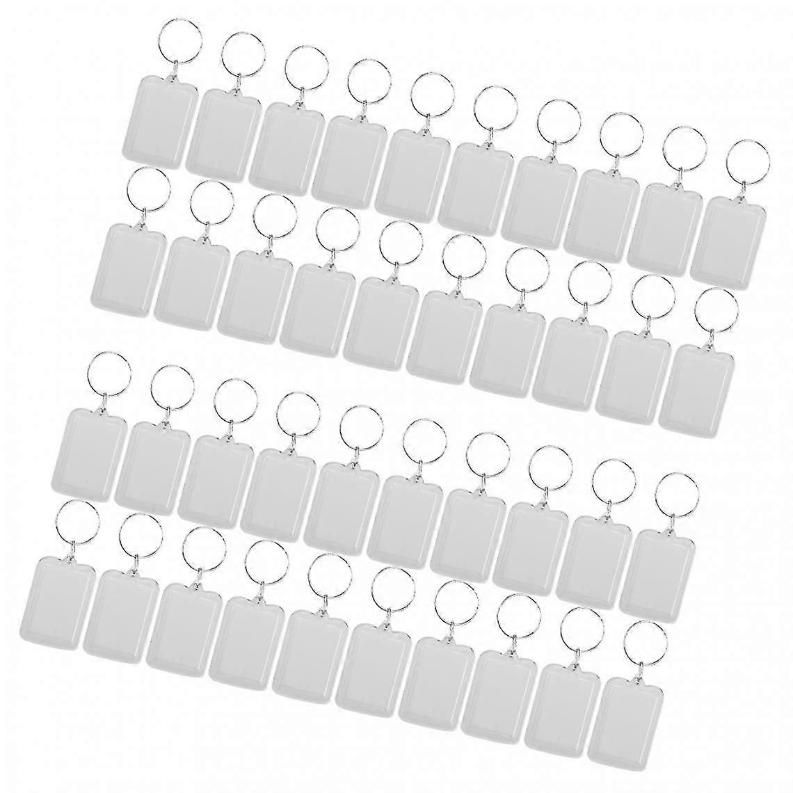 40pcs Custom Clear Acrylic Blank Rectangle Photo Frames Keychains For Women Men - 3.3x5cm