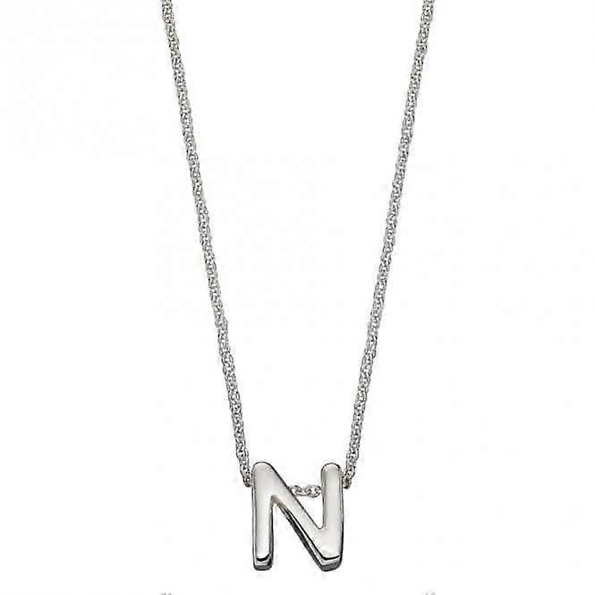 Initial N Plain Silver Initial Necklace N4441