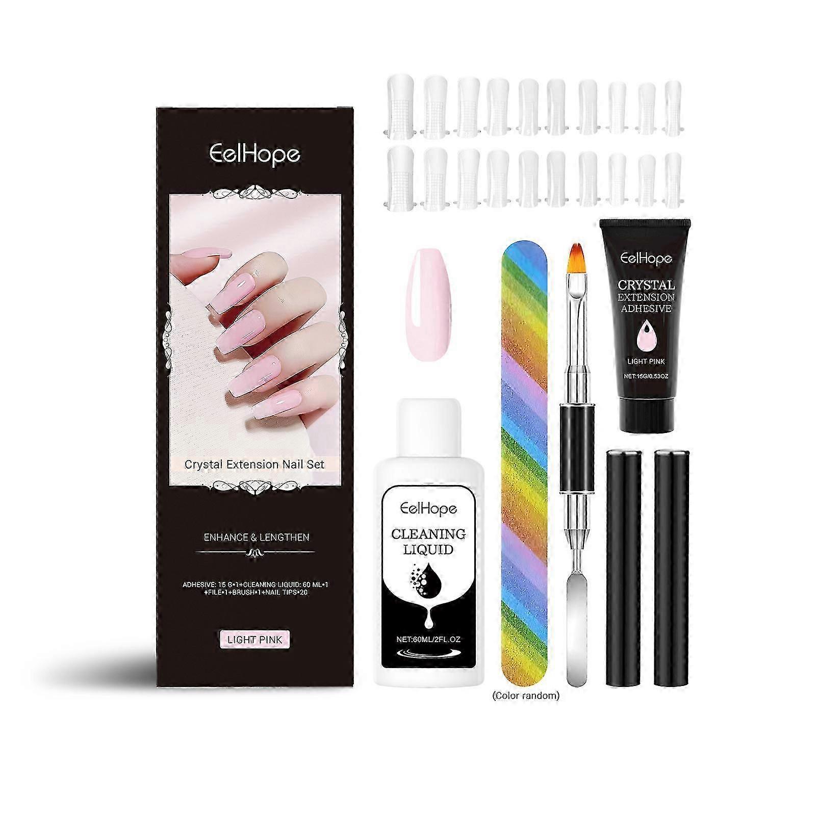 Crystal Poly Extension Nail Gel Kit with Nail Extension Mold & Nail File Nail Tips Clip, Nail Forms Set for Beginner Starter DIY at Home