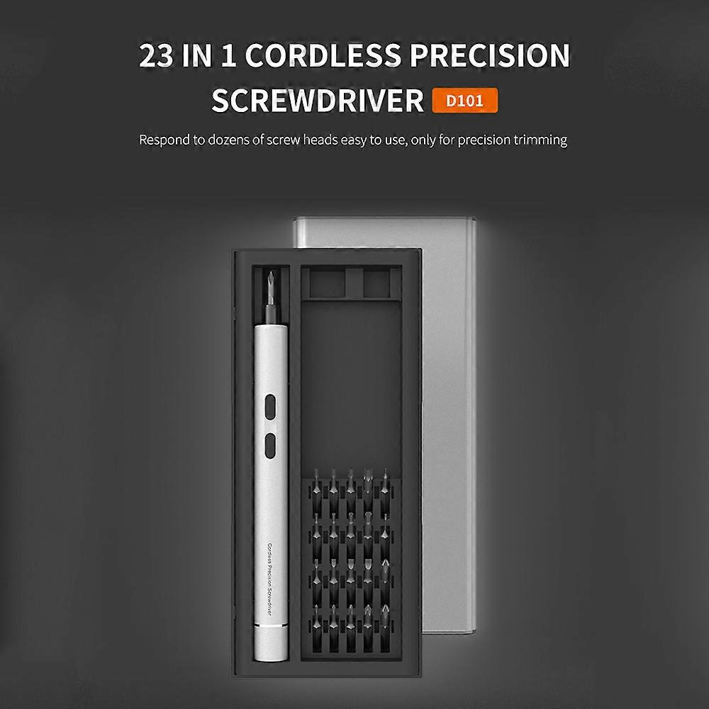 Electric 23 in 1 Precision Hand Screwdriver Bit Set with 20 Magnetic Bits Repair Tool for Phone Laptop Camera Watch Computer White