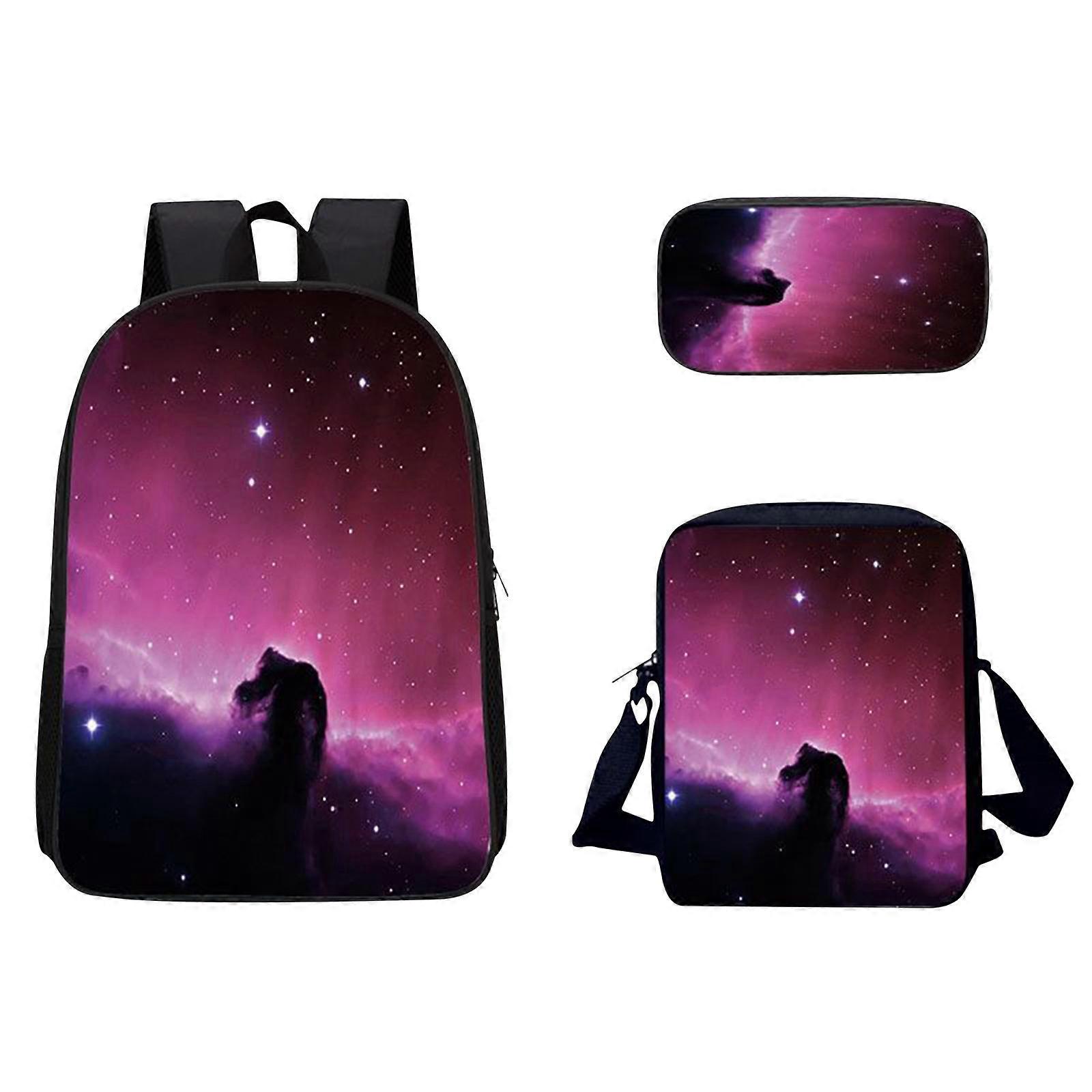Sky Pattern Koululaukku Hengittävä matka Ulkoilu Monitoimilaukku 3PC Ulkona