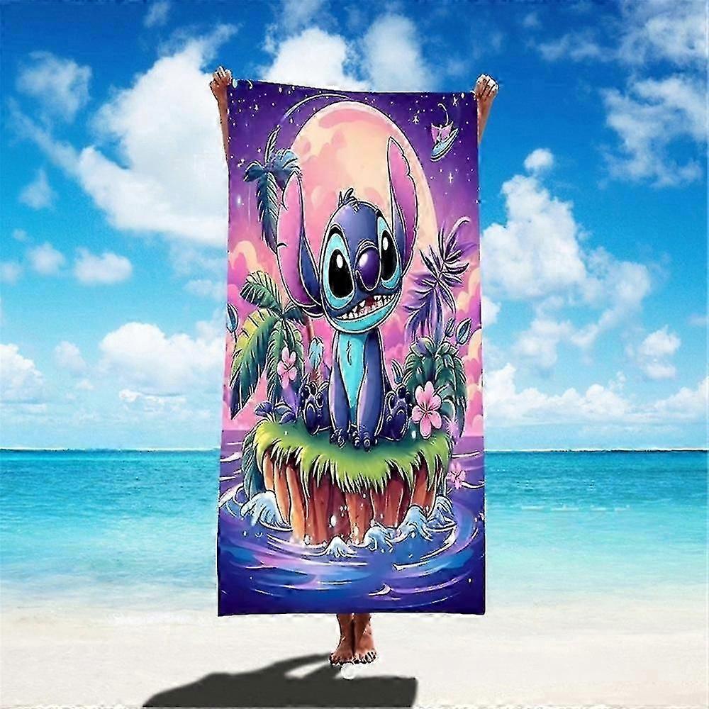 Lilo & Stitch Print Söt Stor Lätt Mikrofiber Strandbadhandduk Semester Resor Sommar Handdukar