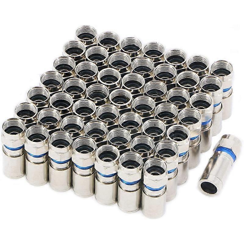 Compression RG6 F Connector Coax Adapter Plug for Cable TV (50 Pack)