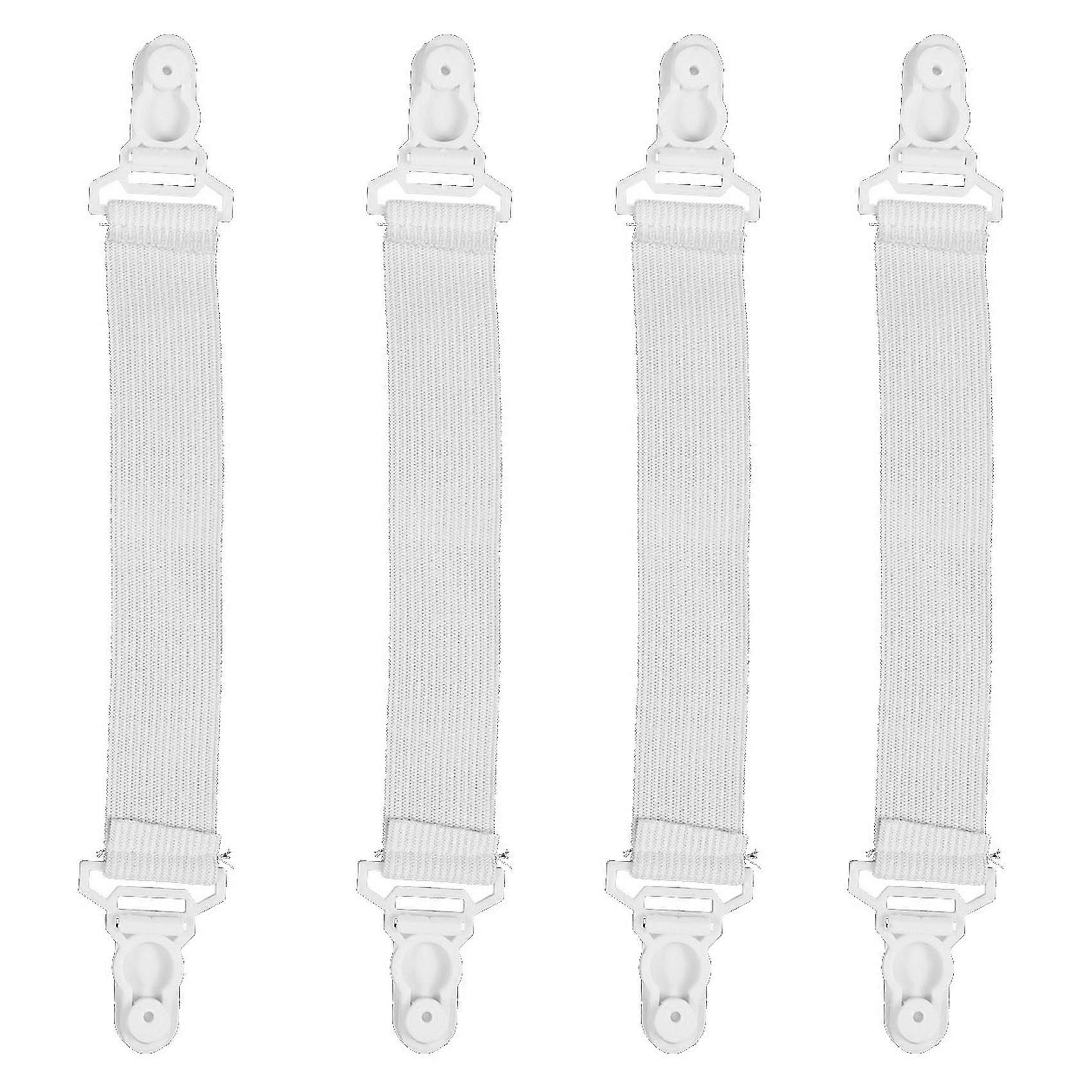 4 Pcs Home White Elastic Mattress Bed Sheet Grippers Clips