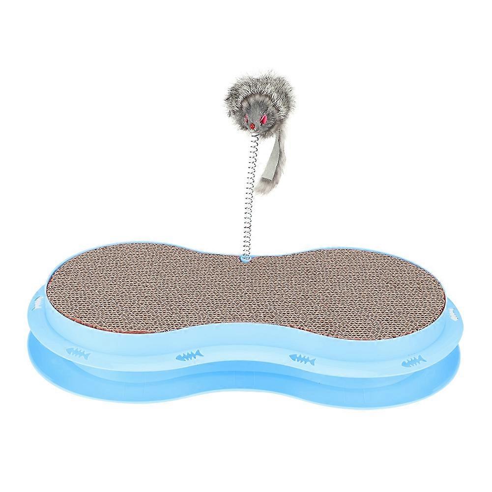 Pet Cat Kitten Corrugated Paper Scratching Board Pad Scratcher Toy with Catnip Bell Ball