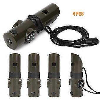 7 in 1 4PCS ABS Militärgrün Leichte Praktische Camping Survival Multifunktionspfeife