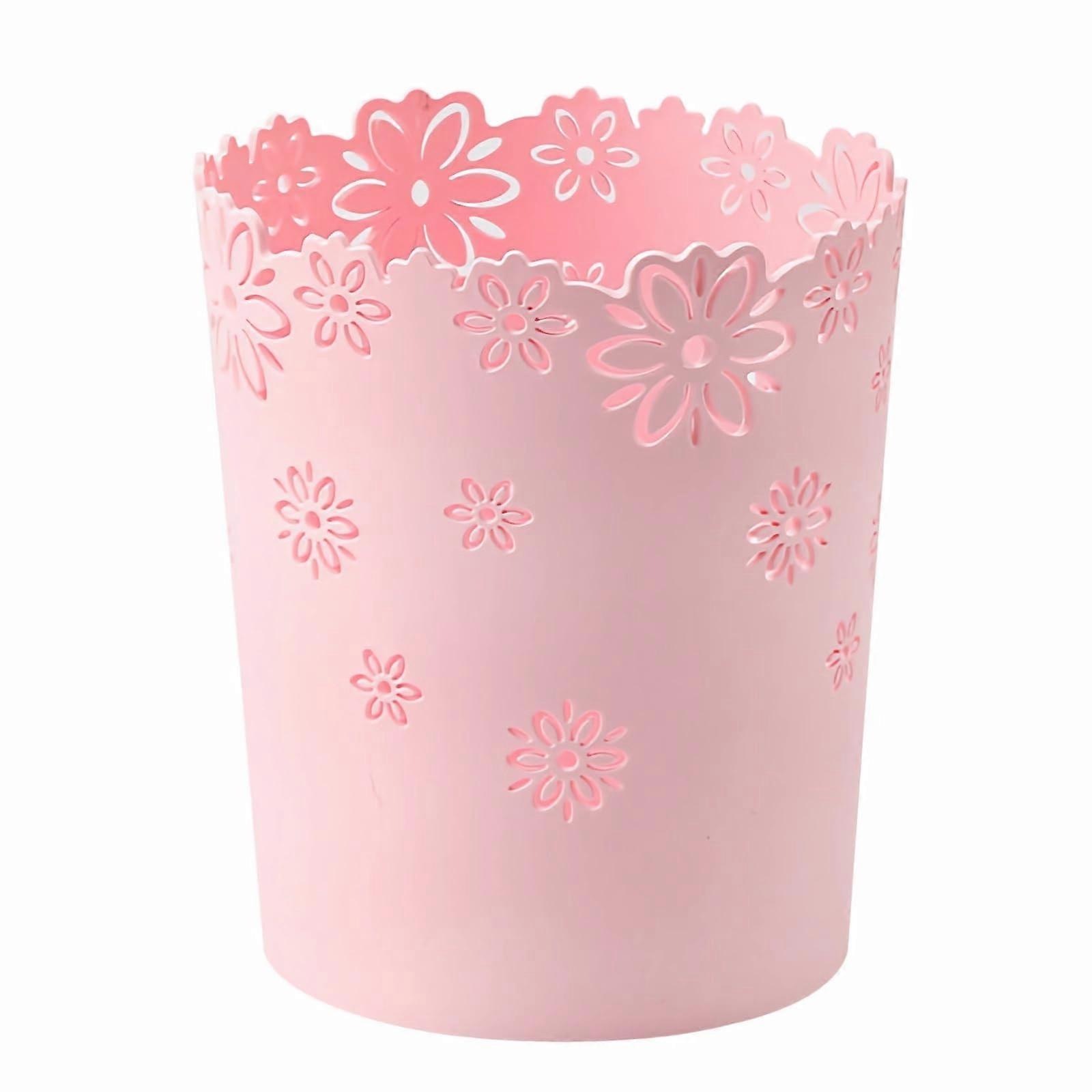 Small Pink Mini Lidless Trash Can Wastebasket Medium Size