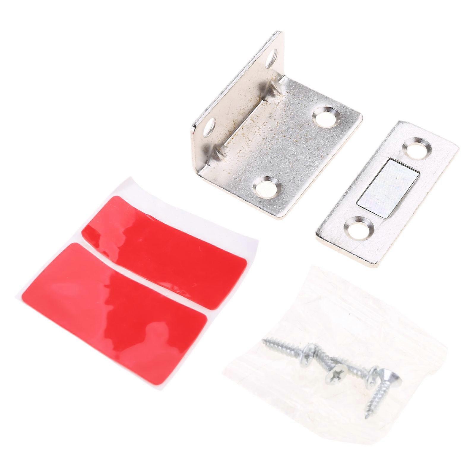 Invisible Magnetic Door Catch Drawer Magnet Catch for Close Sliding Door Cabinet Cupboard with Mounting Screws& Adhesive  Silver
