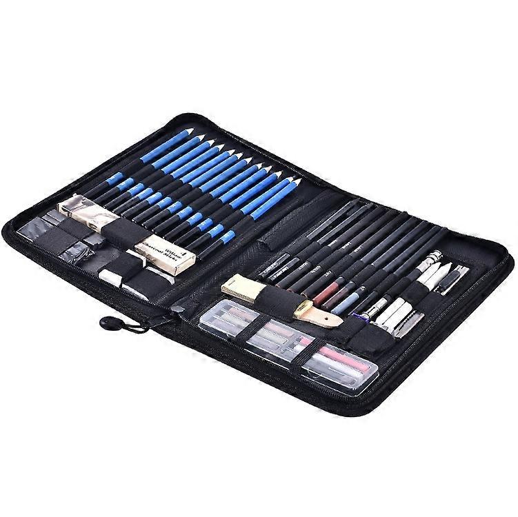 48 في 1 رسم أقلام رصاص مجموعة سحاب حقيبة الفن الكربون رسم قلم رصاص مجموعة