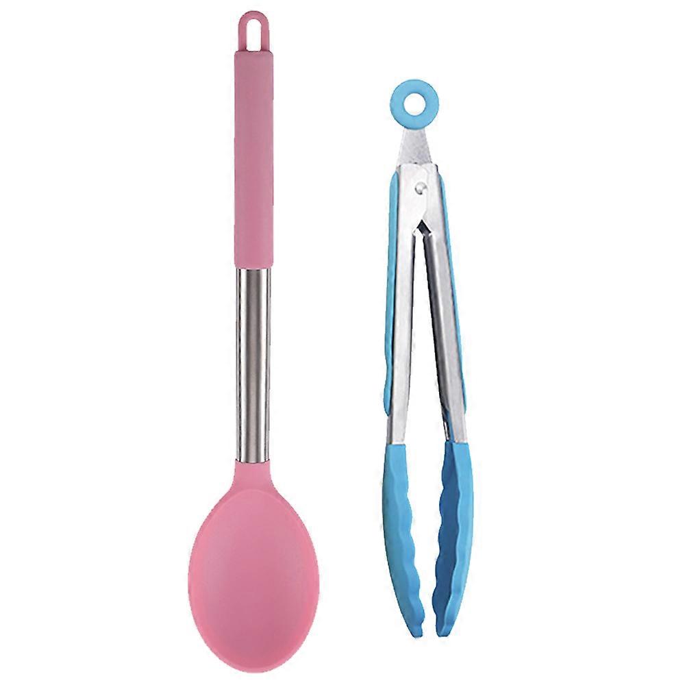 Kitchen Tongs, Silicone Tips, Heat Resistant, Space Saving