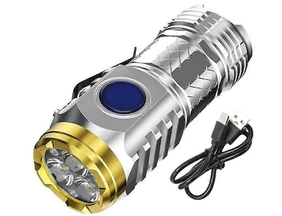 Mini Flashlight, Ultra Bright Portable Small LED Flashlight, Super Bright Mini Torch, Rechargeable Flashlights(Silver)