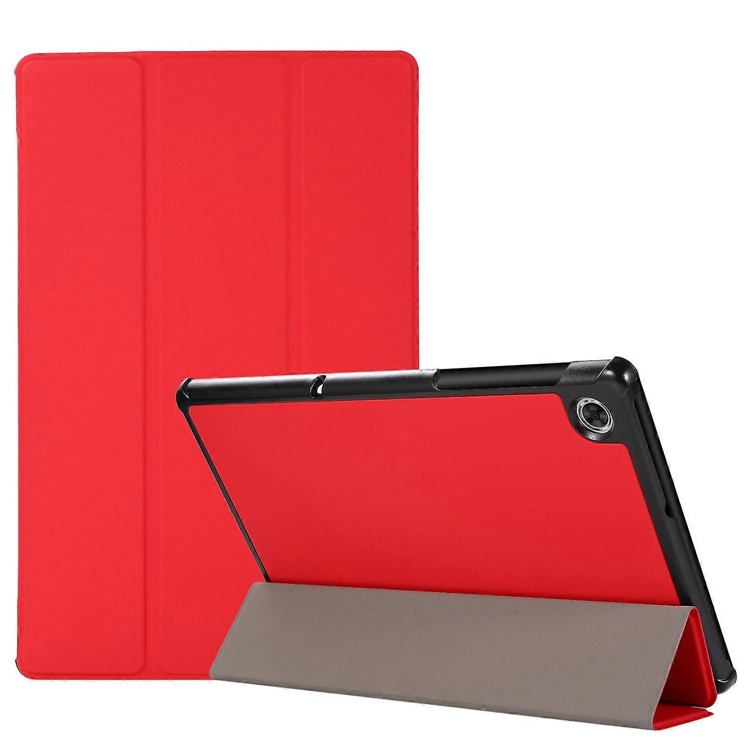 3-folding Skin Texture Horizontal Flip TPU + PU Leather Case with Holder For Lenovo M10 Plus