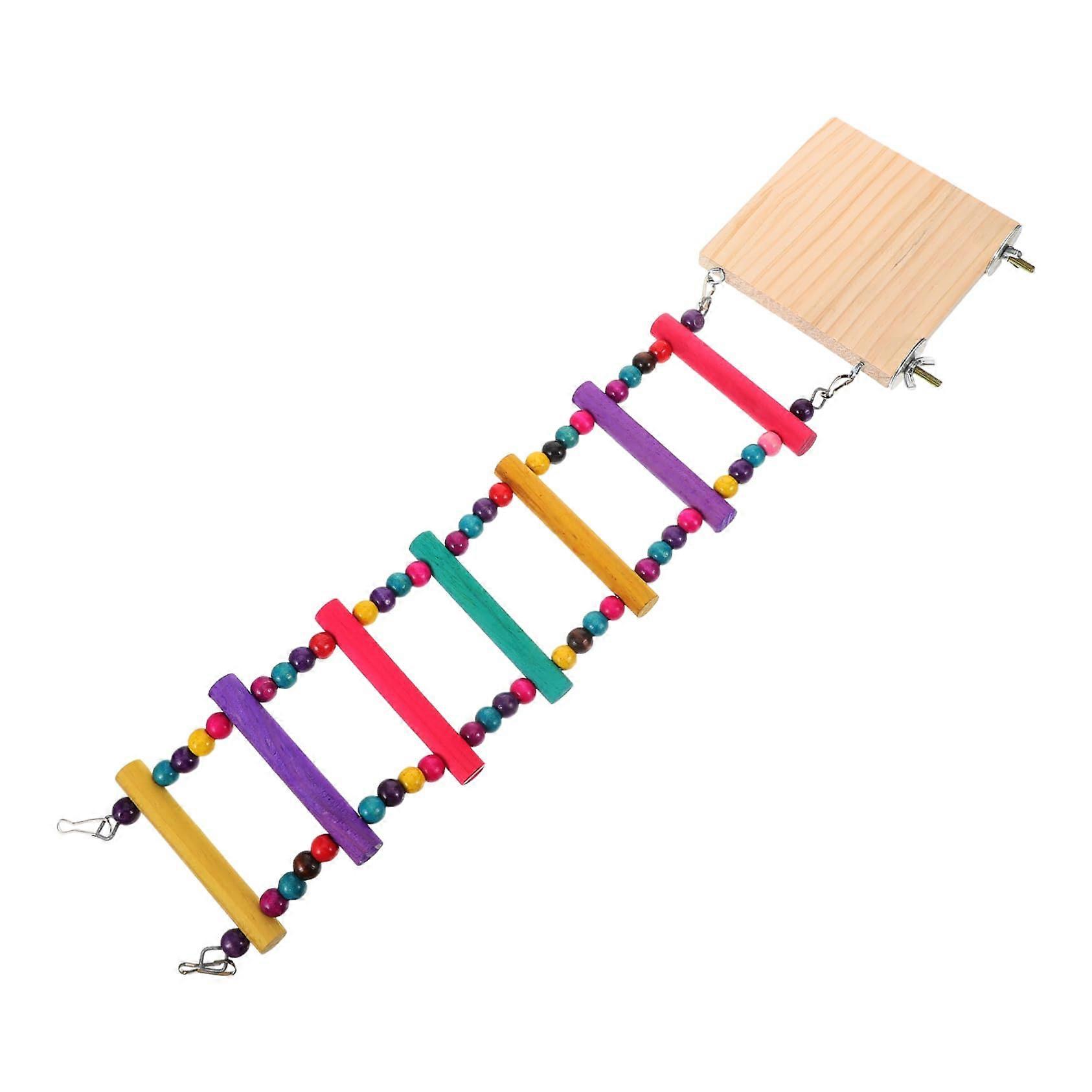 Wooden Budgie Ladder with Platform Stand for Parakeets, Cockatiels, and Lovebirds - Bird Exercise Perch and Activity Toy