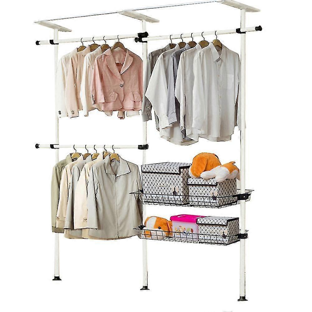 調節可能なクローゼットオーガナイザーシステムキットフロアから天井までの服ハンガー、リビングルームベッドルーム用の内側のスプリング付き