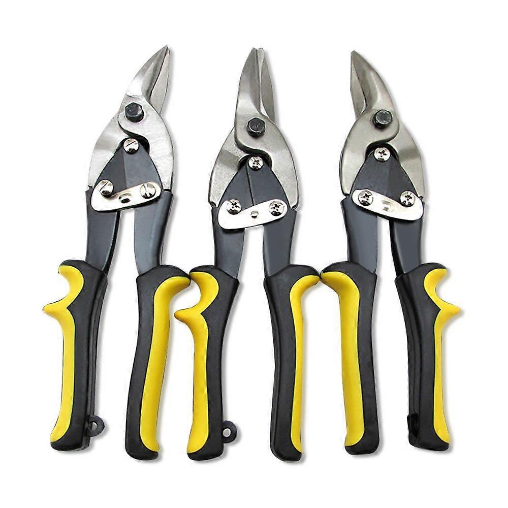 Aviation Tin Snips 3-Piece Set - Straight Left Right Angled Cut For Thin Steel Sheet Metal