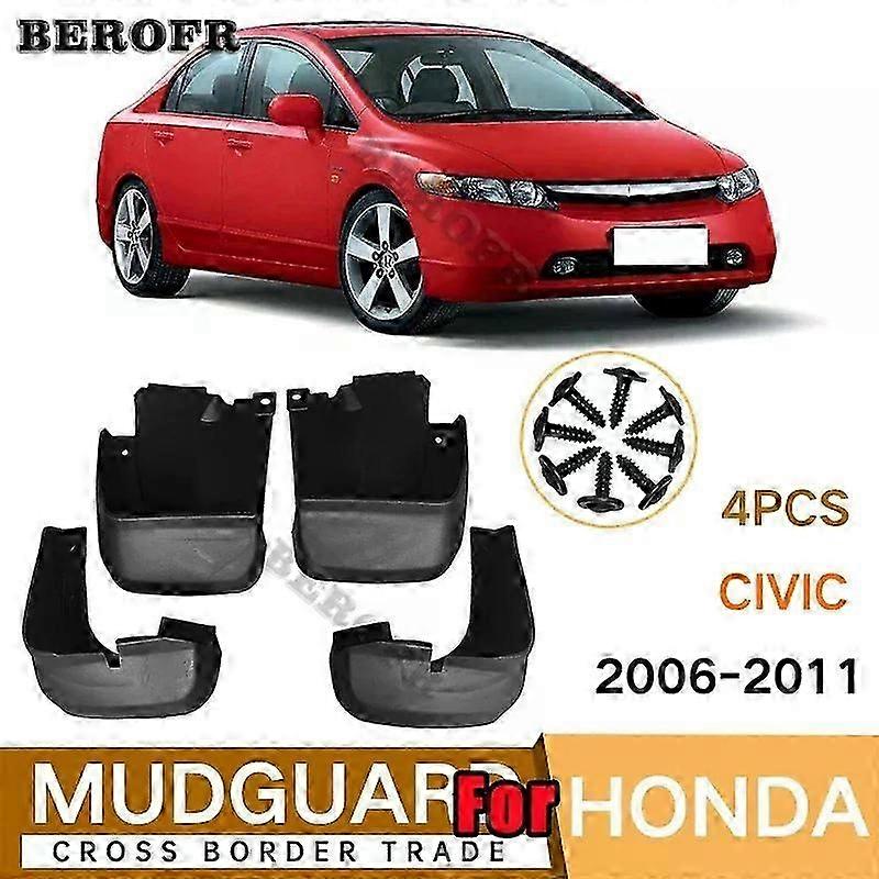 Compatible Set Molded Mud Flaps For Honda Civic 2006-2016 2022 Splash Guards Front Rear Mud Flap Mudguards Fender 2007 2008 2009 2010