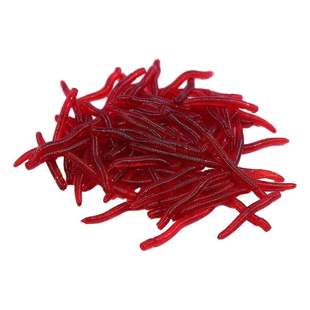 20/50/100/200PCS Soft Lure Bass Bream Bloodworm Fishing Earthworm Worm Rubber Red Worms Baits Fishy Smell Realistic Tackle