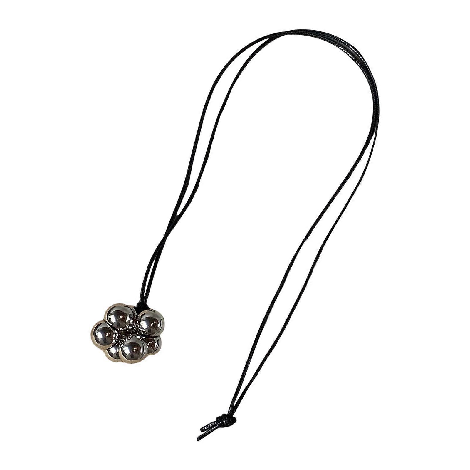Tendance extra long cordon noir pendentif collier Bijoux minimalistes d’inspiration coréenne pour un usage quotidien décontracté Argent