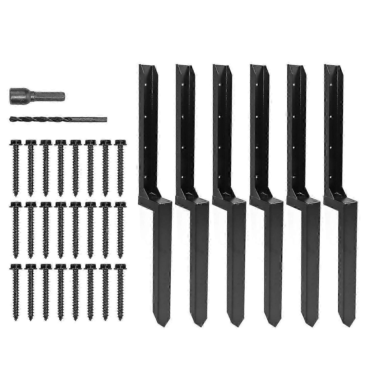 Fence Post Stakes Kit Heavy Duty Steel Post Anchor Ground Spike For Repairing Tilted Broken Wood Fen