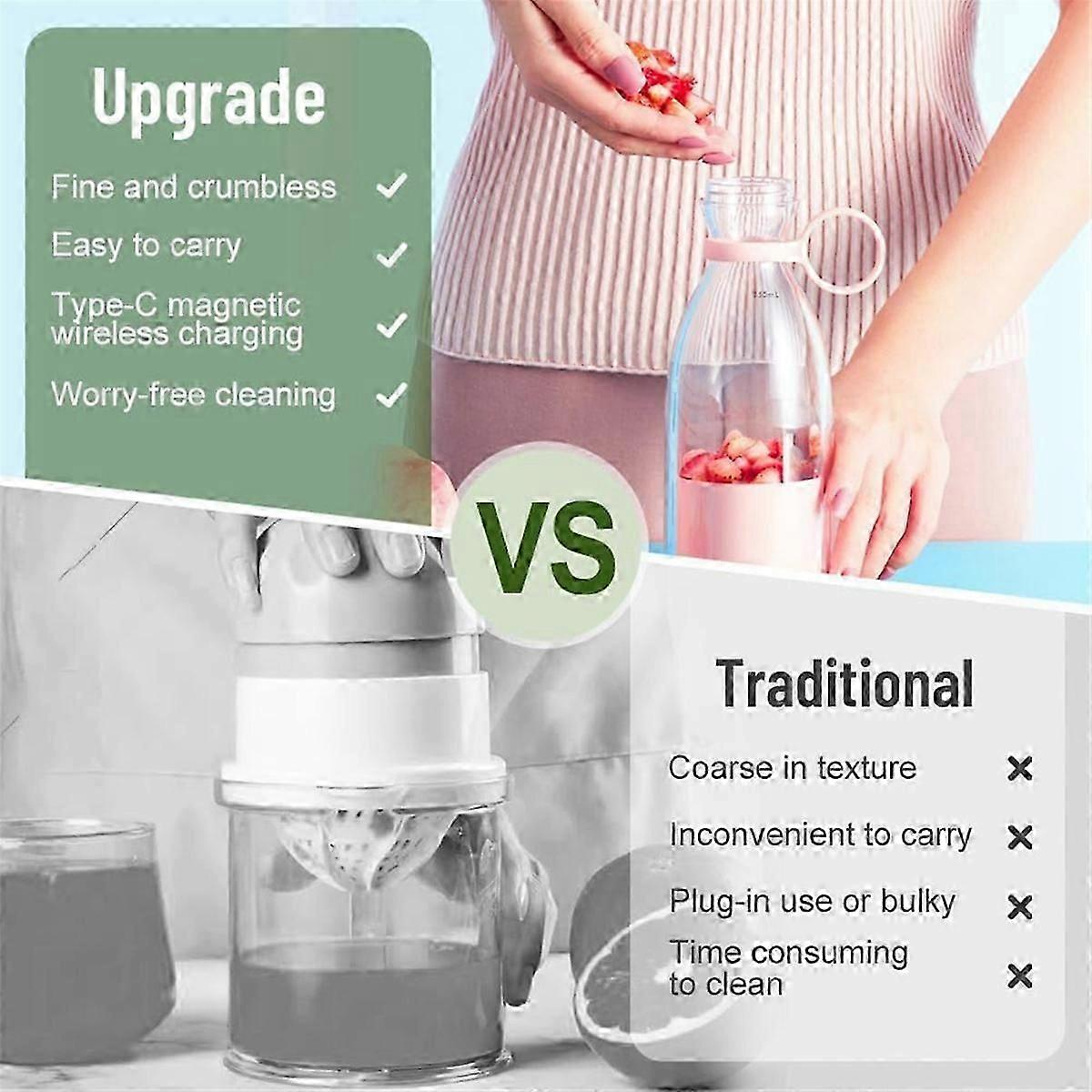 Portable Juice Blender Portable Rechargeable Juicer Cup with Travel Cup and Lid compatible with Making Juice and