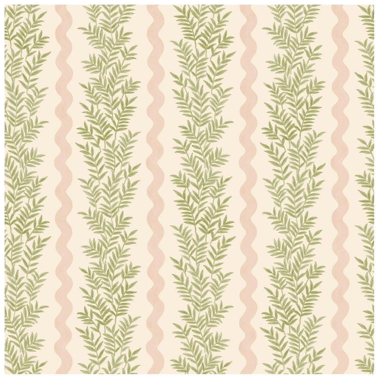 Holden Decor Foliage Stripe Cream Blush Wallpaper