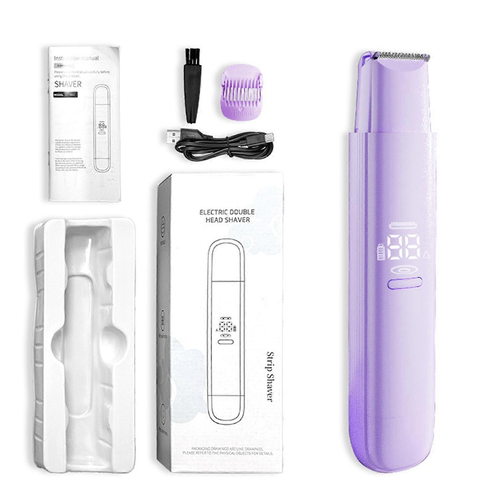 Bikini Trimmer for Women Dual Head Painless Electric Razors for Silk Skin Wet Dry Use Digital Display for Home Use