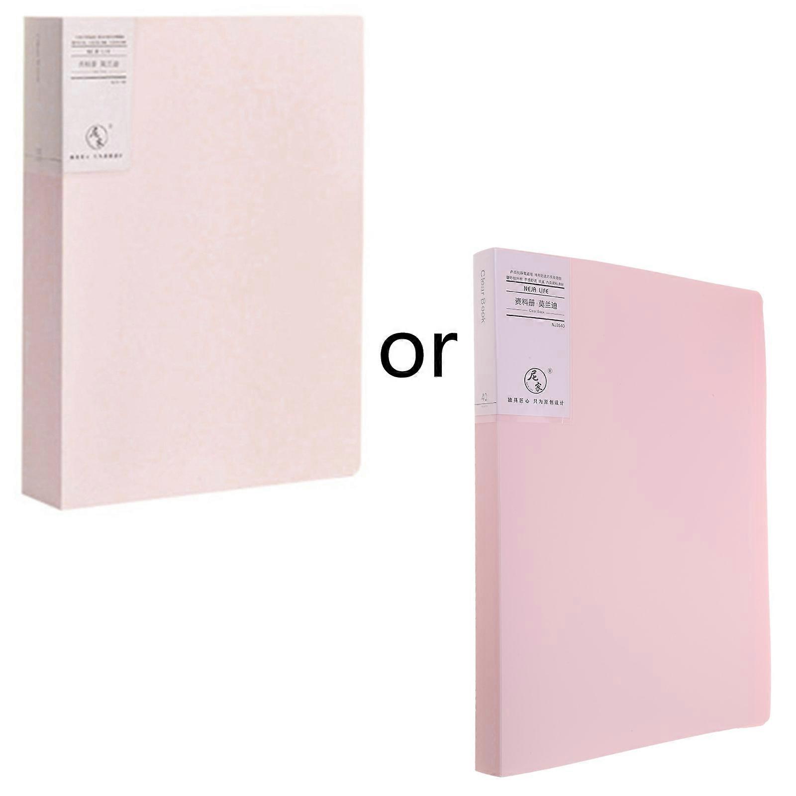 20/40/80/100 Pages Data Book A4 Paper File Display Book Transparent Insert File Folder Document Holder Storage Bag Pink 100 Pages