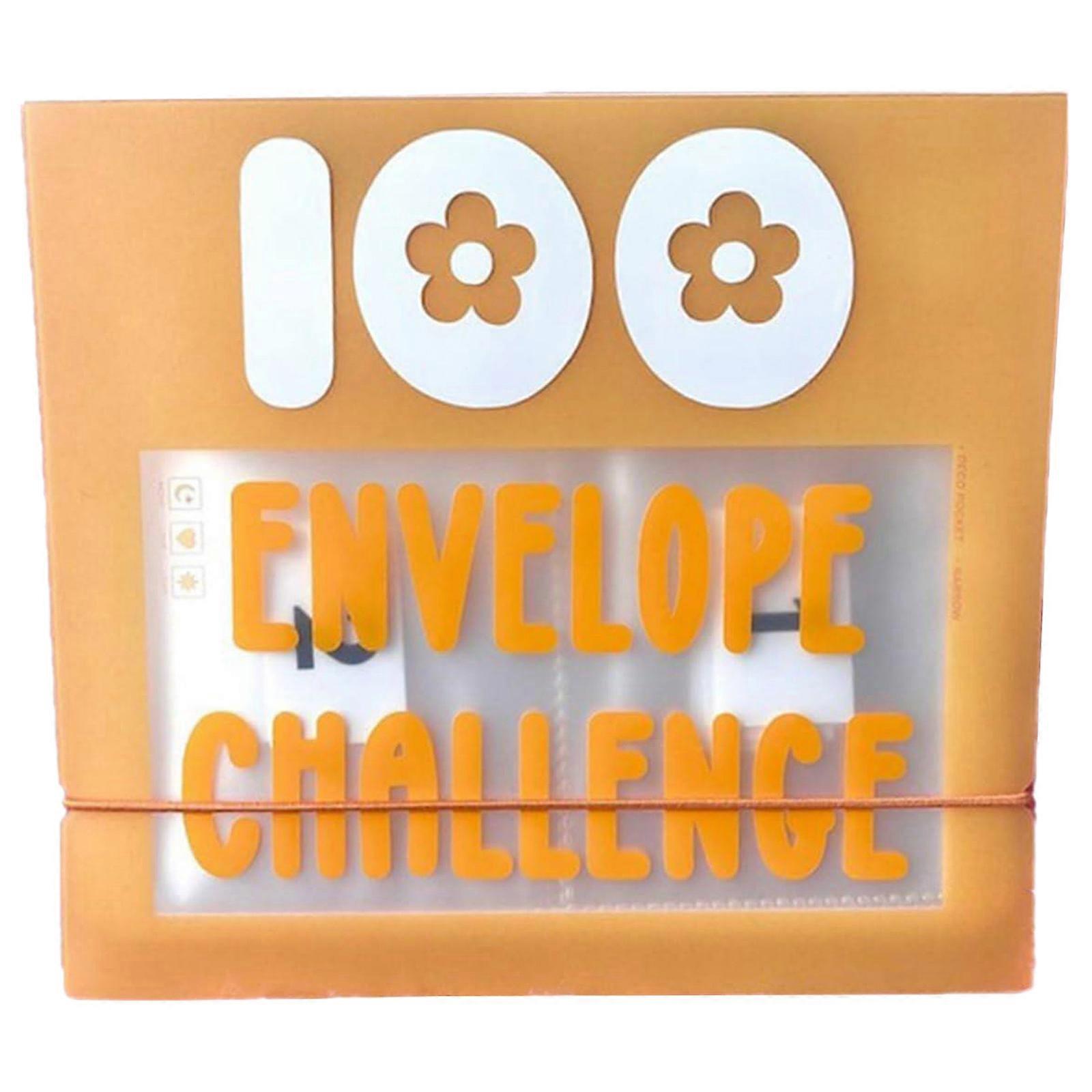 100 Envelope Challenge Binder Saving Challenge Cash Envelopes Budget Organizer PVC Sleeve for Budgeting and Saving Money Yellow