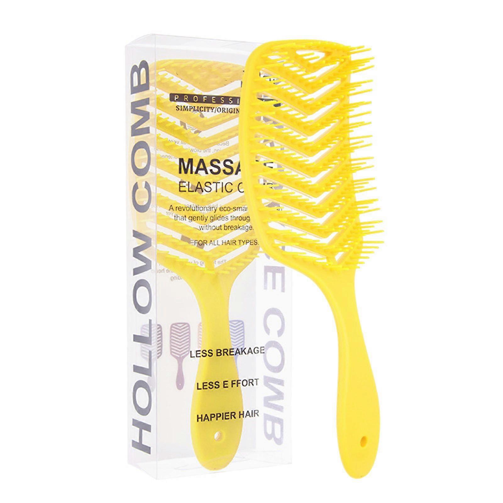 Stylish Vented Detangling Brush Practical Hairbrush Styling Comb For Different Hair Type And Easy Travel Use Yellow