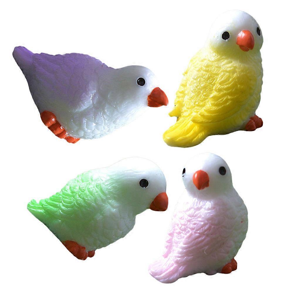 4pcs Resin Bird Figurines Miniature Parrots for Micro Landscaping Lightweight Garden Decor Desktop Ornaments for Home Succulent Pots