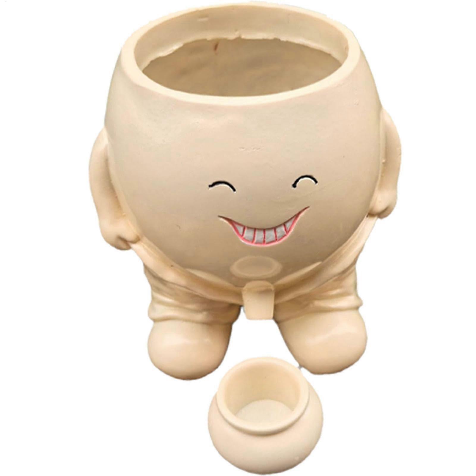 Happy Face Plant Pot – Resin Flower Pot with Drainage Hole, Creative Succulent Planter for Home Decoration, Durable and Fun Design