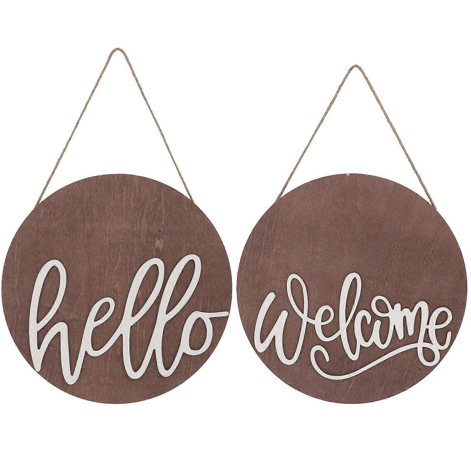 Coffee Welcome Door Plate with Pastoral Style 2 Packs for Home Decoration