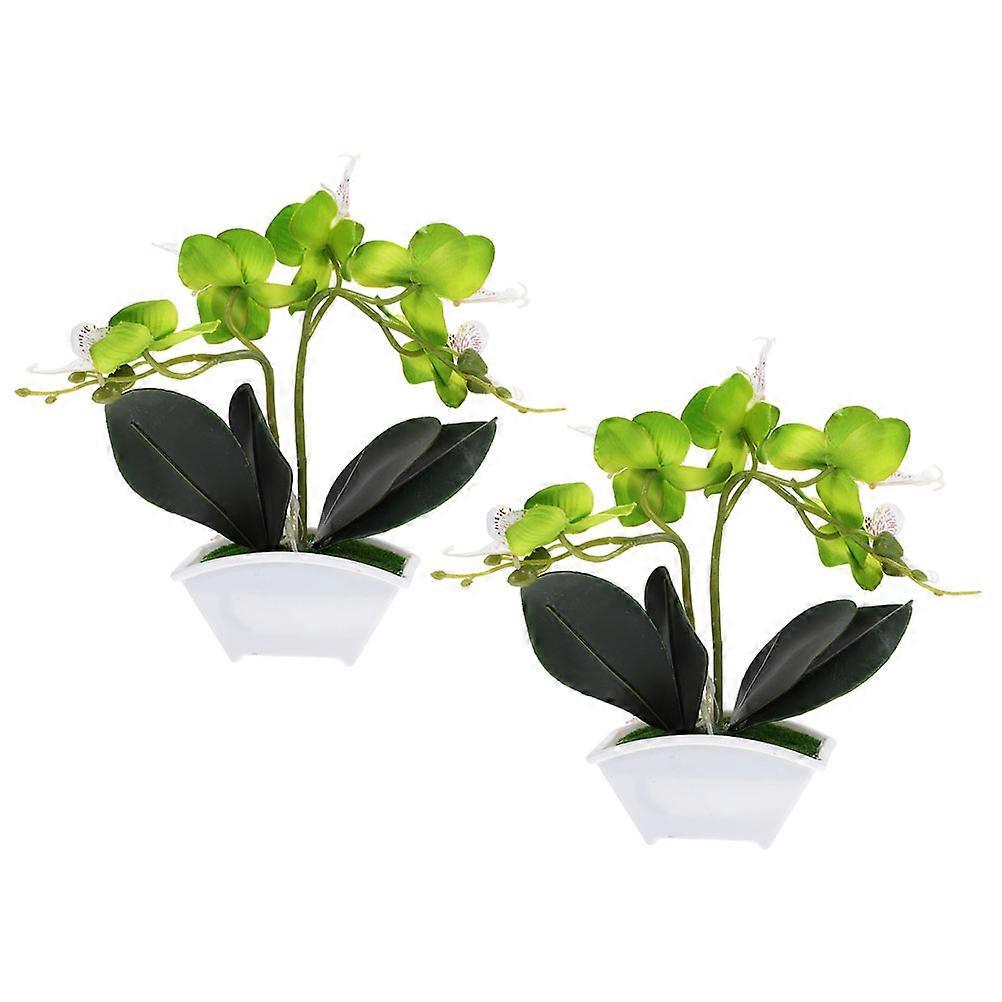 Artificial Flower Bonsai Phalaenopsis Bonsai Tabletop Decoration Green 27.00X22.00X5.50CM Plastic 2Pcs