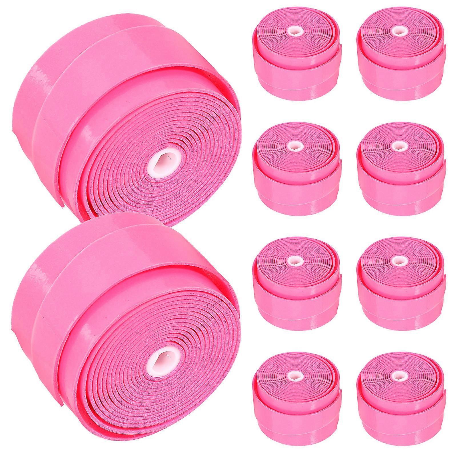 Sweat Absorbent Grip Racket Anti-Slipping Band For Athletes Sports Enthusiasts 10 Rolls Pink 110X2.5cm Racket Wrapping Belt
