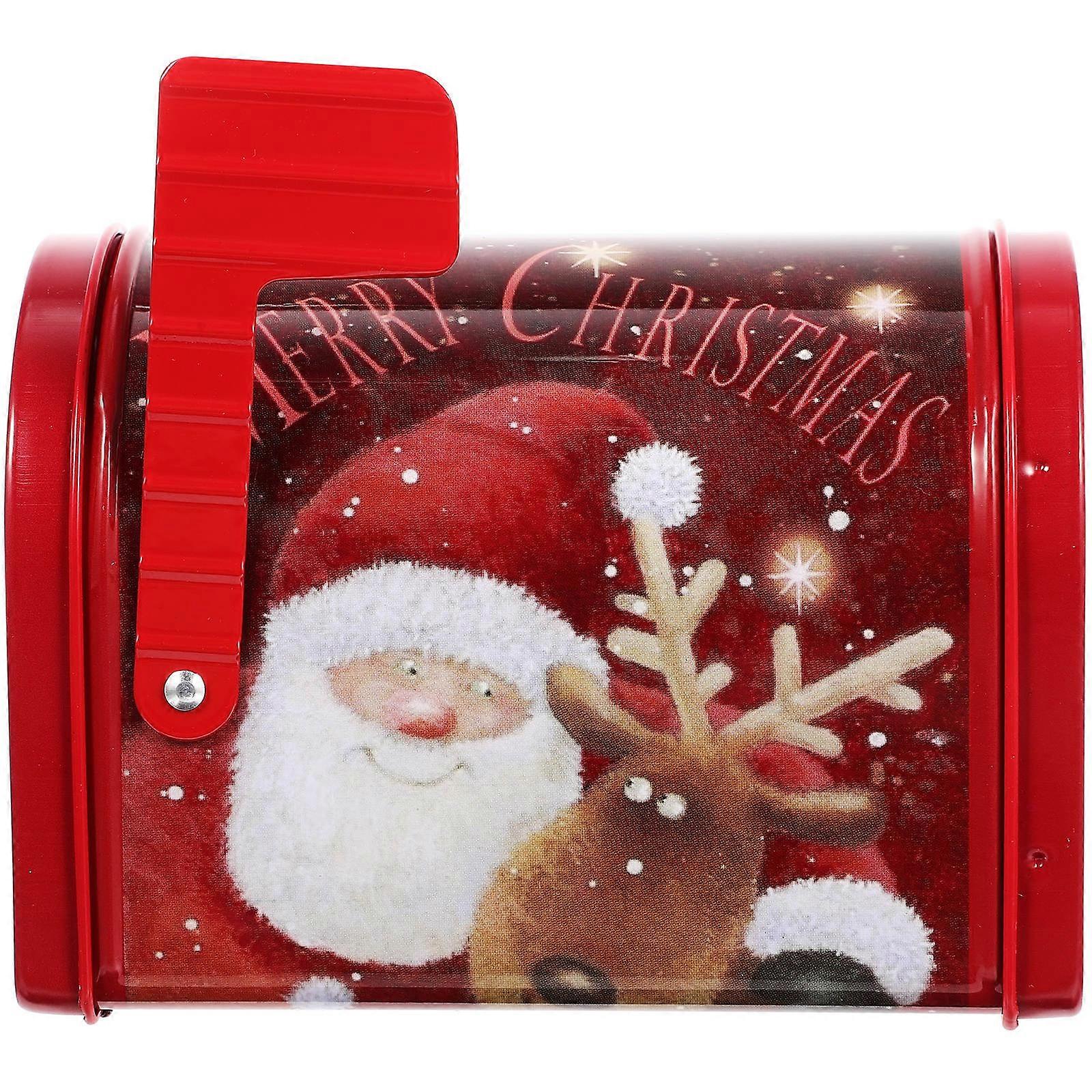 Christmas Candy Container Small Storage Box With Lid For Festive Use Rectangular Shape Iron Material 1Pcs
