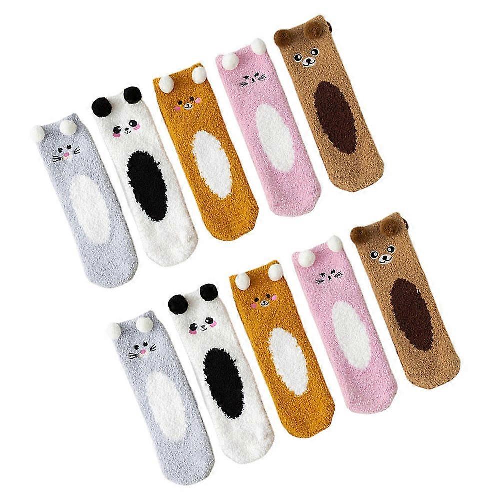 Fuzzy Floor Socks Adorable Floor Socks Warmth Cold Protection Assorted Color 30x8cm Fashionable Women Christmas 5 Pairs