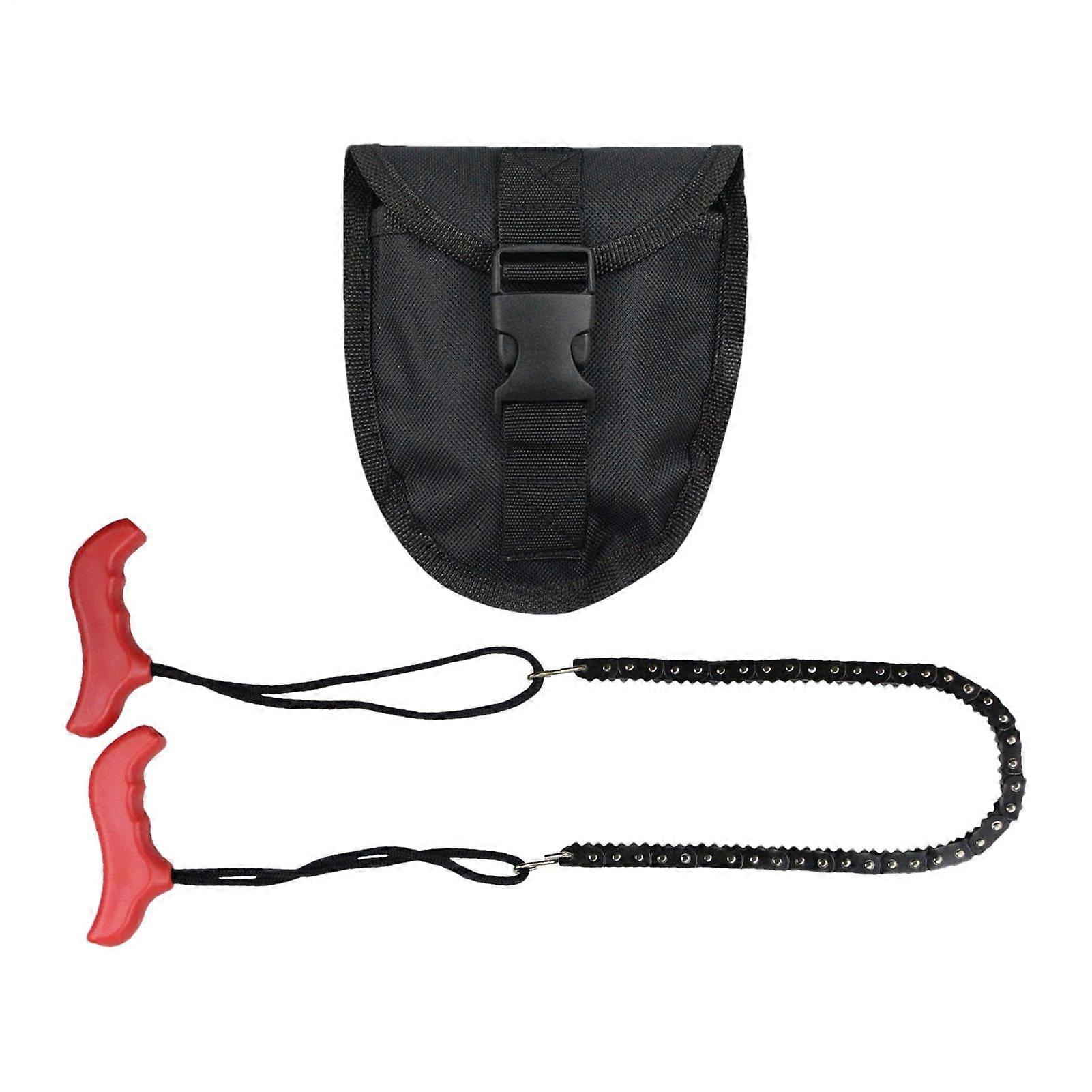 Rope Chainsaw Folding Hand Saw with Chain for Tree Felling, Branch Cutting, Woodworking, Camping, and Hunting, Red