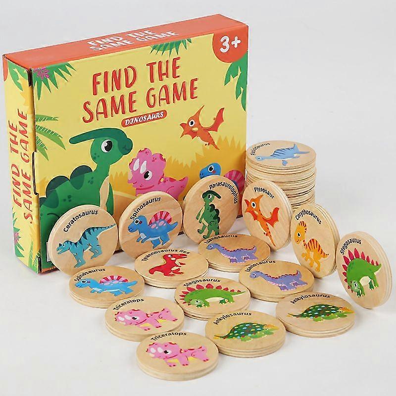 Træ Match Memory Game, 24Pc Memory Matching Cards, Pædagogisk hukommelse matchende spil til før-børnehave tidlig læring udvikling Børn-dinosaur