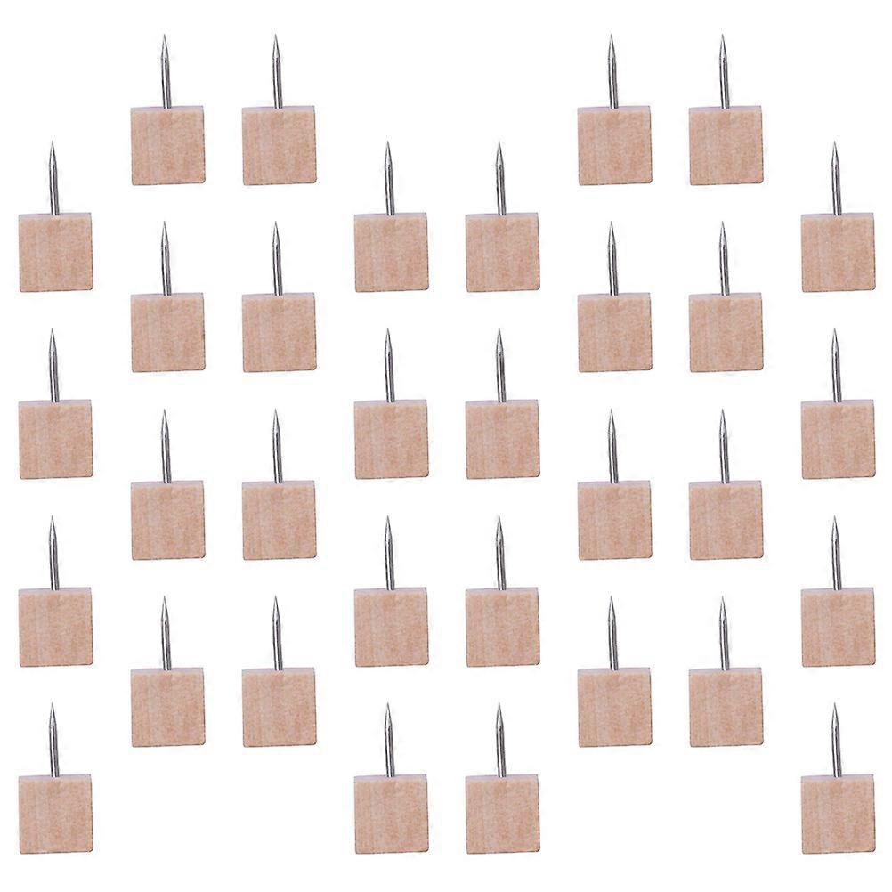 Diy Decorative Thumbtack Pin Wooden Pushpin Home Decoration Square Shape 2.6X2.6X1CM Removable 50Pcs