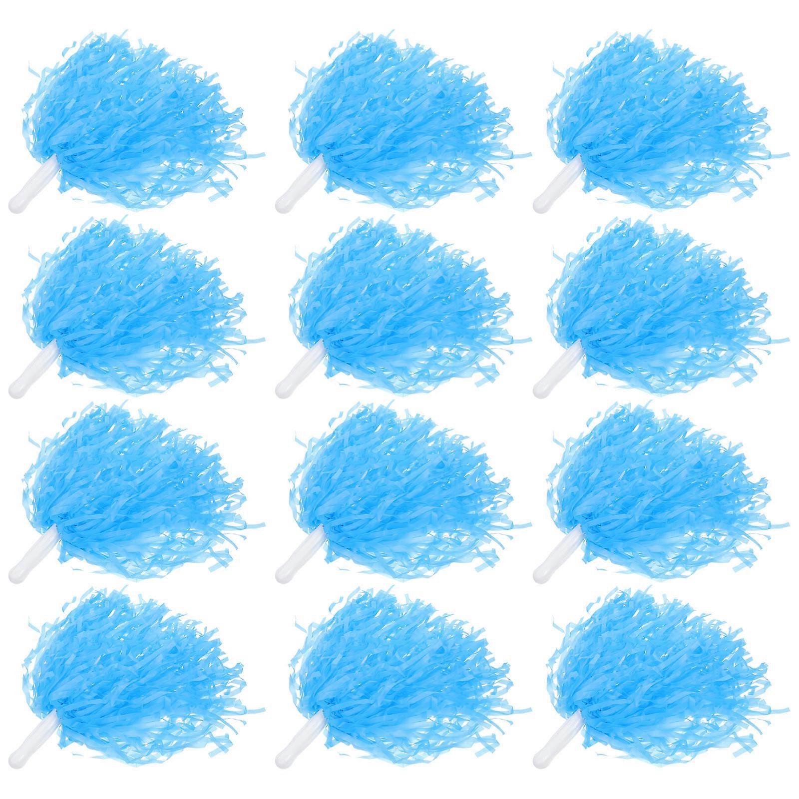12Pcs Cheerleader Hand Flower Plastic Handle Team Spirit Cheering Pompoms