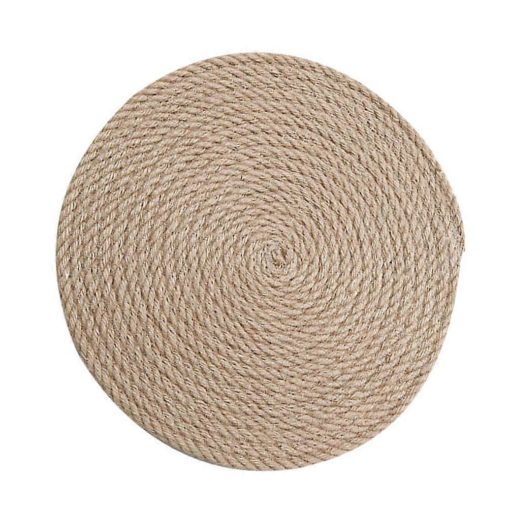 Dining Table Mat Linen Round Placemats Heat Insulation Anti-Scalding For Home Use Light Brown 1Pack