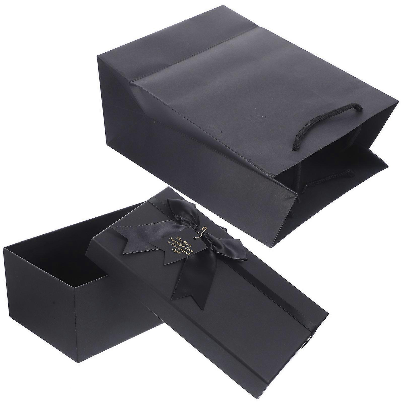 Valentine's Day Wedding Cardboard Box Square Elegant Romantic Black 15X15X7CM present Wrapping 1Set
