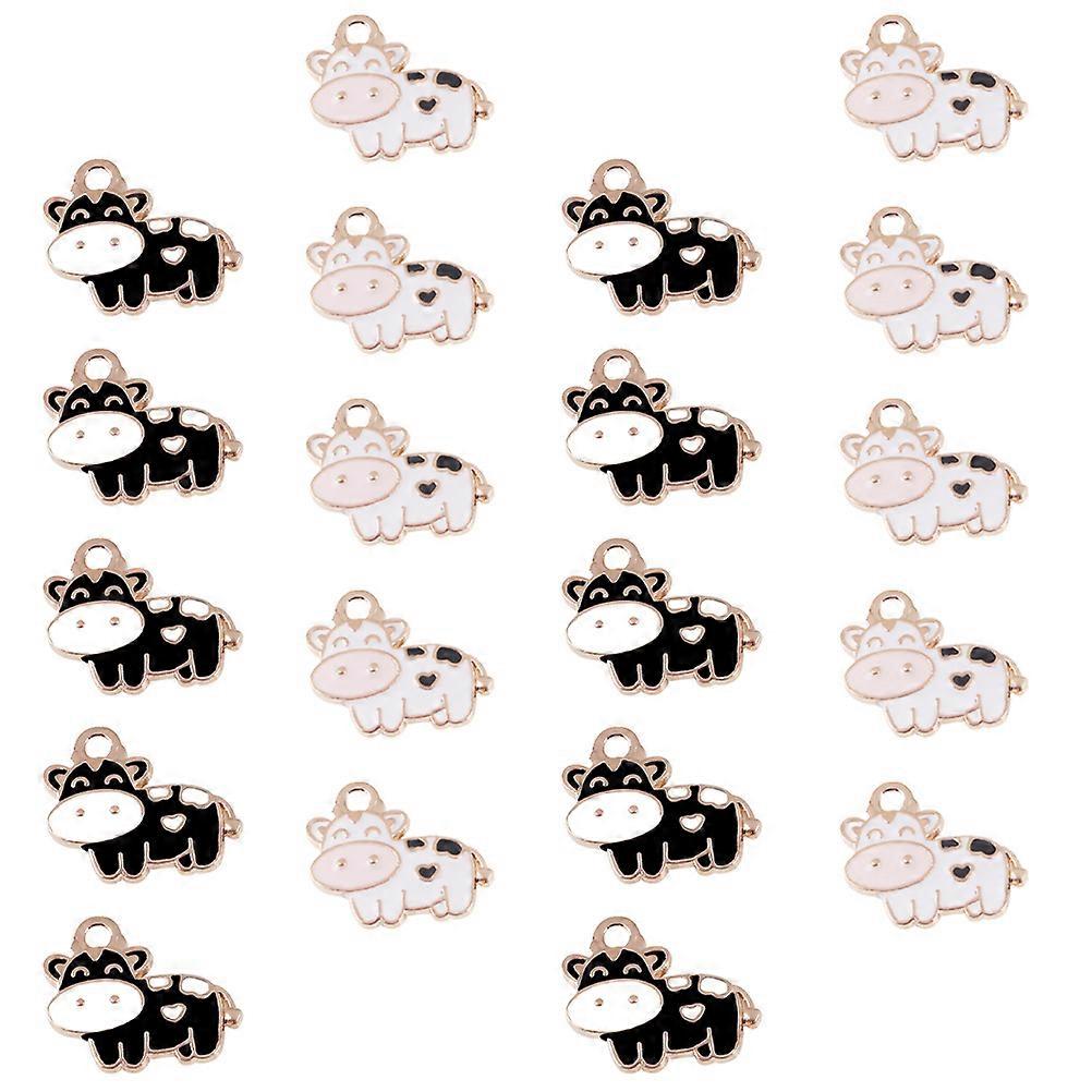 Colorful Charms For Jewelry Making Cow-Shaped Pendants Assorted Color 1.4X1.8CM Alloy Material 20Pcs