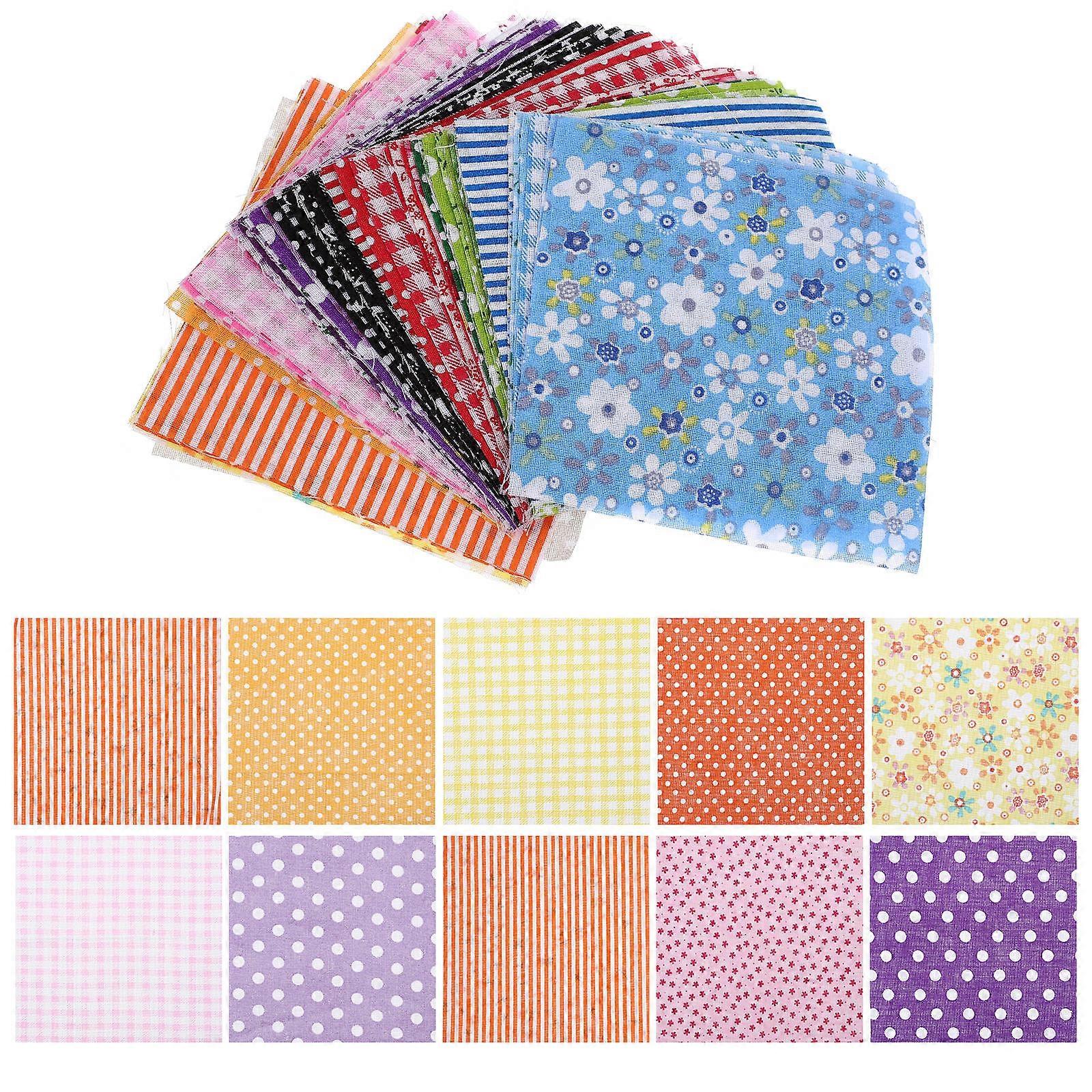 Precut Fabric Squares Cotton Quilting Fabric Patchwork Style Assorted Color 3.93x3.93in Art Craft Projects 50Pcs