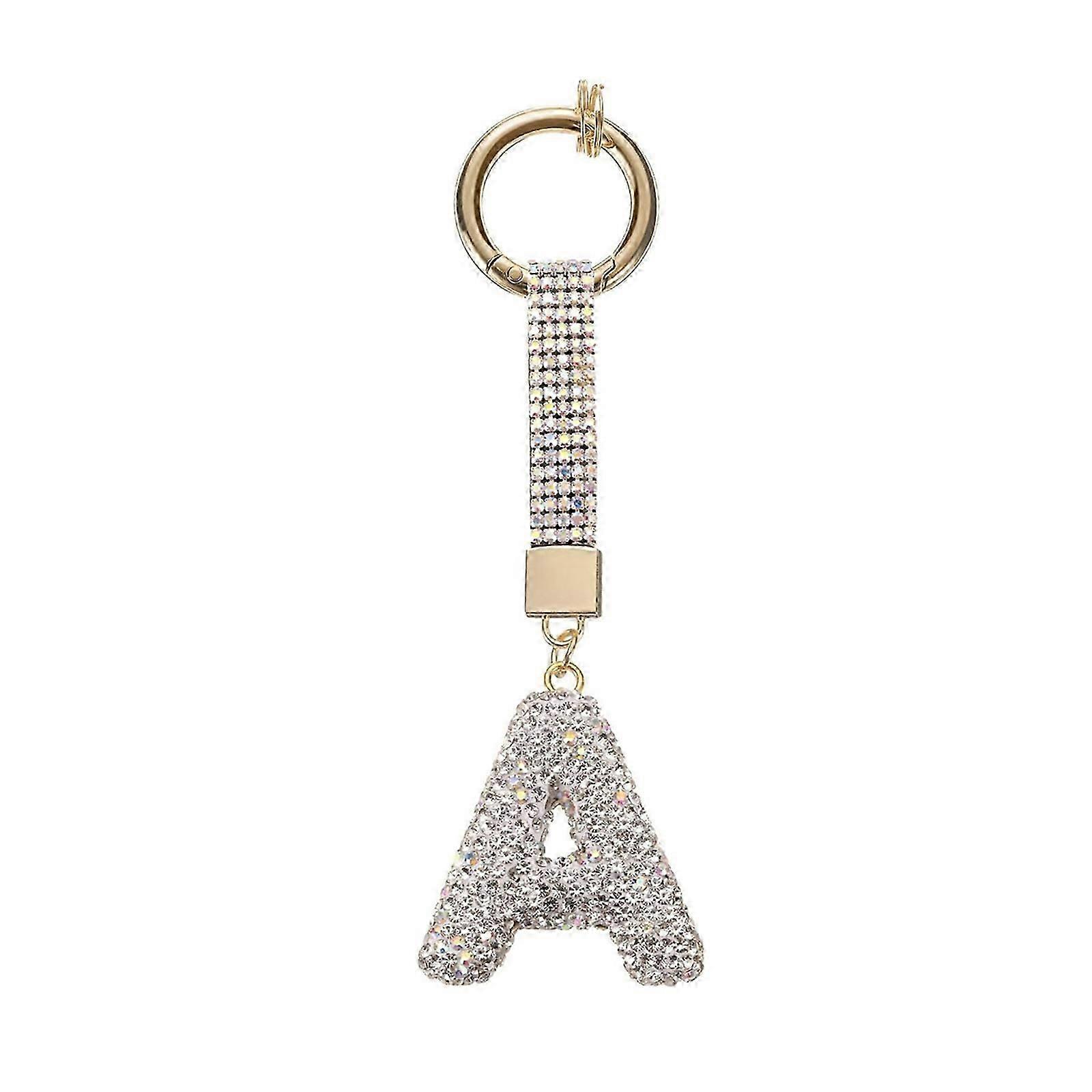 Stylish Letter Jewelry Keychain with Diamonds Accents, Versatile Alloy Key Rings Accessory for Car Keys or Purse